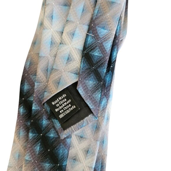 Van Heusen Men`s Blue Gray Geometric Necktie - Picture 3 of 4